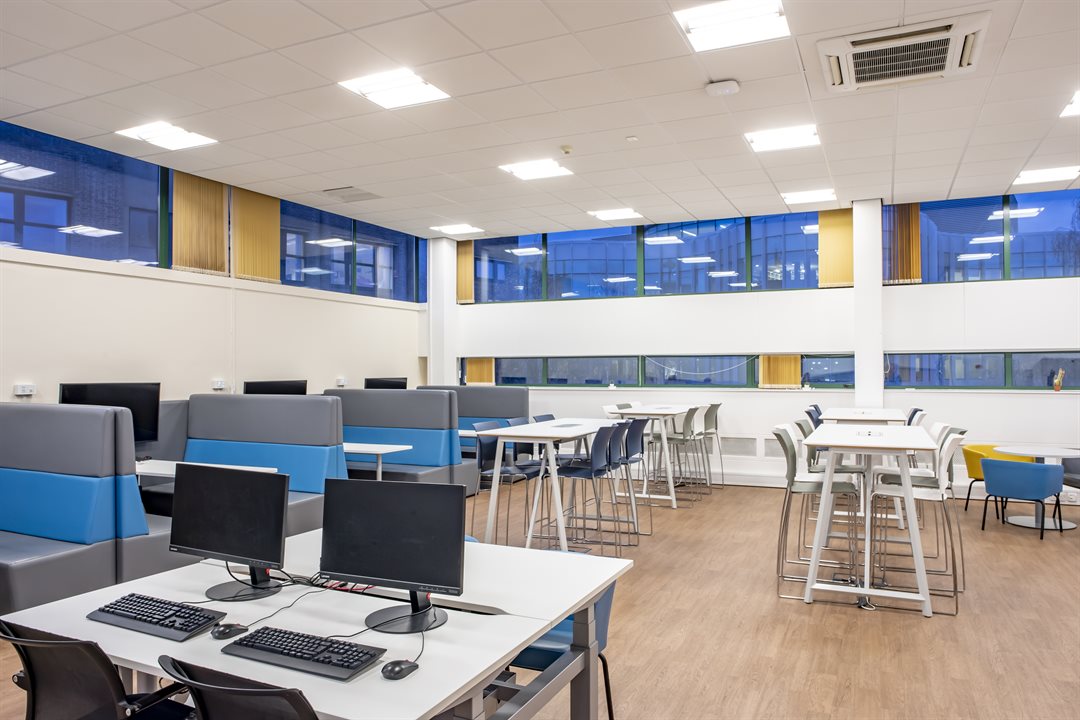 Postgraduate taught hub space on the C floor of Coates Building