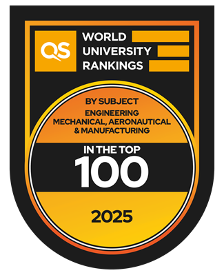 QS World University Rankings top 100 by subject badge for Mechanical, Aeronautical and Manufacturing Engineering