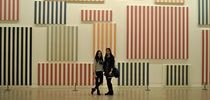 Students in front of Le Mur de Peintures (Daniel Buren), Georges Pompidou Centre, Paris