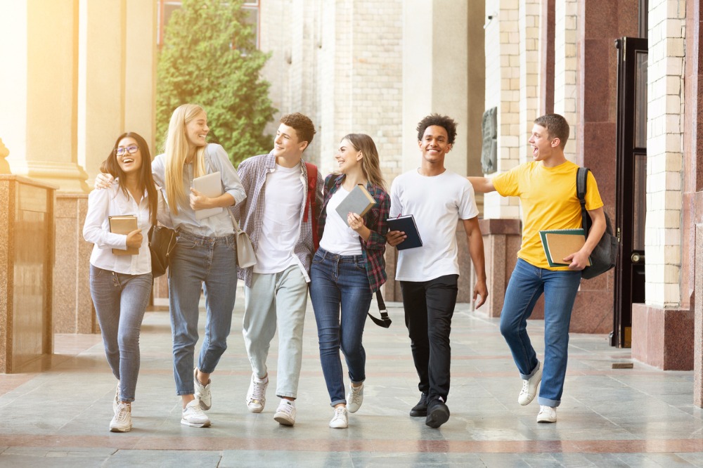 A group of students walking