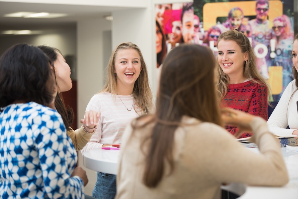 International students talking on Jubilee campus