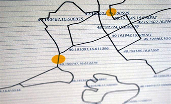Diagram of black lines on paper showing network connections