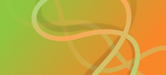 Abstract series of curves against background of various shades of green and orange