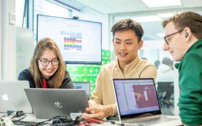 Undergraduate students working in the EEE project space