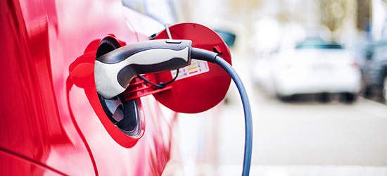 An electric car charging