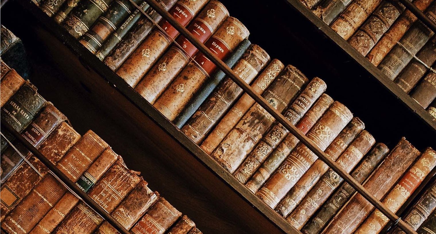 Old books on shelves (Copyright Vintage Books Collection Photo by Roman Kraft on Unsplash)