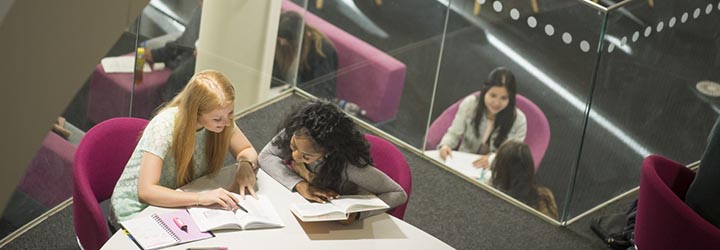 Students working in George Green Library