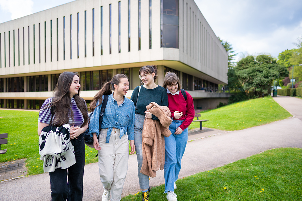 Group of students outside Hallward Library
