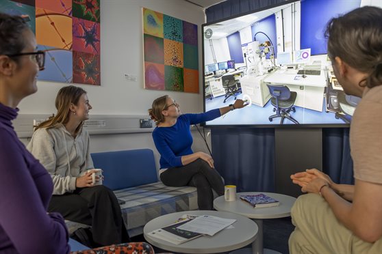 Watching a video tour of a lab