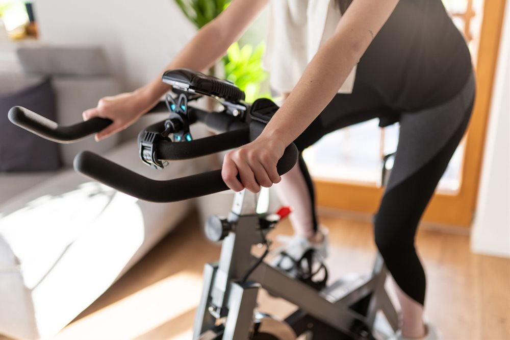 Exercise on a spin bike